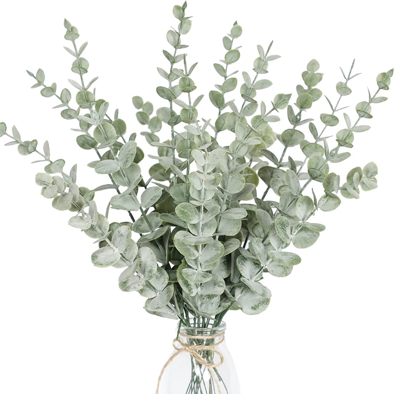 Florist Supply Bulk - 10pcs 38cm Eucalyptus ลําต้นประดิษฐ์ใบยูคาลิปตัสสําหรับบ้านช่อดอกไม้กลางงานแต่งงานตกแต่งตกแต่งคริสต์มาส