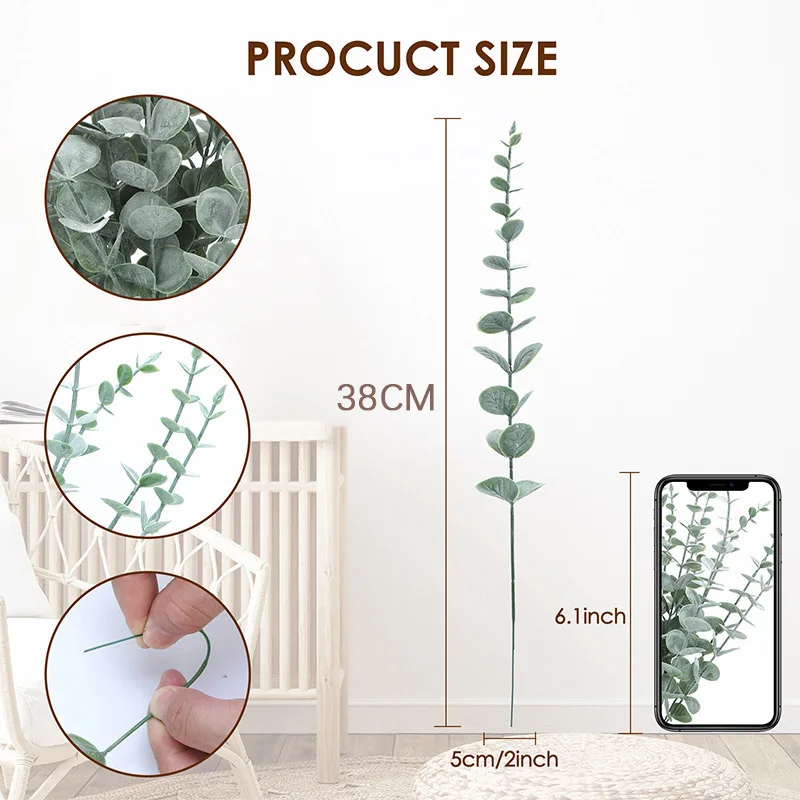 10pcs 38cm Eucalyptus ลําต้นปร - Florist Supply Bulk บทวิจารณ์และราคา
